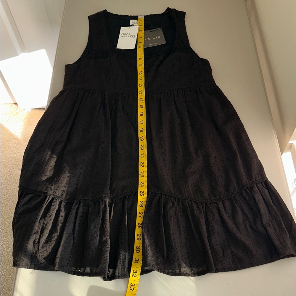NWT 100% Cotton Le Lis Black Button-Front Mini Dress Size Small. - Picture 9 of 13